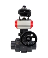 Кран шаровой DN.ru BV4242E-FP-GRM-ISO Дн50 Ру10 полнопроходной, корпус - НПВХ, шар - НПВХ, уплотнение - EPDM, с пневмоприводом PA-DA-052, ручным дублером MON1-250-T26-ISO и БКВ APL-410N EX