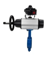 Затвор дисковый поворотный DN.ru WBV1432E-2W-Fb-H Ду150 Ру16, корпус - чугун GGG50, диск - нержавеющая сталь 316L, уплотнение - EPDM, с пневмоприводом DN.ru PA-DA-105-1 двойного действия, пневмораспределителем 4M310-08 AC220V, БКВ APL-410N EX