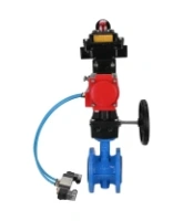 Затвор дисковый поворотный DN.ru WBV1313E-2W-F-H Ду100 Ру16 фланцевый, корпус - чугун GGG40, диск - чугун GGG40, EPDM, с пневмоприводом DN.ru PA-DA-105, пневмораспределителем 4V320-08 AC220V, БКВ APL-410N EX и ручным дублером MON1-250-T26-ISO