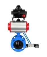 Затвор дисковый поворотный DN.ru WBV1313E-2W-F-H Ду100 Ру16 фланцевый, корпус - чугун GGG40, диск - чугун GGG40, уплотнение - EPDM, с пневмоприводом DN.ru PA-DA-105, пневмораспределителем DN.ru 4V320-08 AC220V и БКВ DN.ru APL-410N EX
