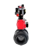 Кран шаровой DN.ru BV4242E-FP-GRM-ISO Дн50 Ру10 полнопроходной, корпус - НПВХ, шар - НПВХ, уплотнение - EPDM, с пневмоприводом PA-SA-065, пневмораспределителем 4M310-08 AC220V, БКВ APL-510N EX и БПВ AFC2000