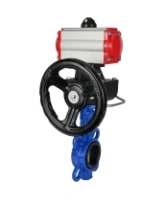 Затвор дисковый поворотный DN.ru WBV1132N-2W-Fb-H Ду125 Ру16, корпус - чугун GG25, диск - нержавеющая сталь 316L, уплотнение - NBR, с пневмоприводом PA-DA-105 двойного действия, пневмораспределителем 4M310-08 DC24V, ручным дублером MON3-700-T38-ISO
