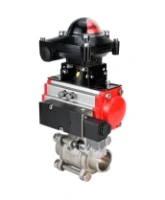 Кран шаровой DN.ru BV3232P(3pc)-FP-W-ISO-H Ду65 Ру25, полнопроходной под приварку, нержавеющая сталь SS316, уплотнение - PTFE, с пневмоприводом PA-DA-083 двойного действия, с пневмораспределителем 4M310-08 220В NAMUR, с БКВ APL-210N