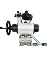 Кран шаровой DN.ru BV3232P(3pc)-FP-SW-ISO-H Ду100 Ру63 полнопроходной, корпус - нержавеющая сталь SS316, под приварку, с пневмоприводом PA-DA-105-1, пневмораспределителем 4V320-08 AC220V, БКВ APL-410N EX, БПВ AFC2000
