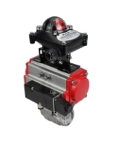 Кран шаровой DN.ru BV3232P(2pc)-FP-T-ISO-H Ду80 Ру40, полнопроходной внутренняя резьба, нержавеющая сталь SS316, уплотнение - PTFE, с пневмоприводом PA-SA-130 с возвратными пружинами, с пневмораспределителем 4M310-08 220В, с БКВ APL-410N EX