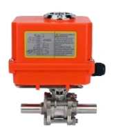 Кран шаровой DN.ru BV3131P(3pc)-FP-W-ISO-H LONG Ду10 Ру63 полнопроходной, корпус - нержавеющая сталь 304, уплотнение - PTFE, под приварку, с 1/4-оборотным электроприводом DN.ru QT-N-003EM-O1-220VAC-У1 MINI 220В