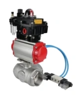 Кран шаровой DN.ru BV3232P(4pc)-SP-3WL-T-ISO-H Ду15 Ру63, стандартнопроходной, четырехсоставной, нержавеющая сталь 316, PTFE, внутренняя резьба, с пневмоприводом PA-DA-052, пневмораспределителем 4V320-08 AC220V, БКВ APL-410N Ex, БПВ AFC2000