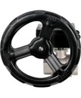 Кран шаровой DN.ru BV3232P(2pc)-FP-T-ISO-H 1 1/2″ Ду40 Ру63 полнопроходной двухходовой, нержавеющая сталь SS316, внутренняя резьба, уплотнение - PTFE, с редуктором DN.ru HAM RQN1-180Z-T40