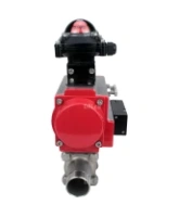 Кран шаровой DN.ru BV3232P(3pc)-FP-W-ISO-H LONG Ду32 Ру40 полнопроходной, корпус - нержавеющая сталь 316, уплотнение - PTFE, под приварку, с пневмоприводом DN.ru PA-SA-083, пневмораспределителем 4M310-08 AC220V и БКВ APL-210N
