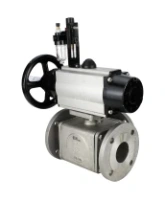 Кран шаровой DN.ru BV3232P(4pc)-FP-3WL-F Ду100 Ру16 полнопроходной трехходовой, фланцевый, корпус - нержавеющая сталь SS316, с пневмоприводом DN.ru PA-DA-105-1 двойного действия, пневмораспределителем 4V320-08 AC220V и БПВ AFC2000