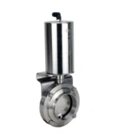 Затвор дисковый поворотный DN.ru WBV3131S-2W-W-H Ду65 Ру10 под приварку, пищевая нержавеющая сталь 304, уплотнение – Silicon, с пневмоприводом DN.ru PA-SA-85 с возвратными пружинами