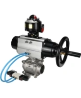 Кран шаровой DN.ru BV3232P(3pc)-FP-W-ISO-H Ду80 Ру25, полнопроходной, трехсоставной, нержавеющая сталь 316, уплотнение - PTFE, под приварку, с пневмоприводом PA-DA-105-1, пневмораспределителем 4V320-08 AC220V, БКВ APL-510N Ex