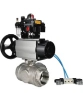 Кран шаровой DN.ru BV3232P(4pc)-SP-3WL-T-ISO-H Ду100 Ру40, стандартнопроходной, четырехсоставной, нержавеющая сталь 316, PTFE, внутренняя резьба, с пневмоприводом PA-DA-105-1, пневмораспределителем 4V320-08 AC220V, БКВ APL-410N Ex, БПВ AFC2000