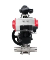 Кран шаровой DN.ru BV3232P(3pc)-FP-W-ISO-H LONG Ду50 Ру40 полнопроход., корпус - нерж.сталь 316, уплотнение - PTFE, под приварку, с пн.приводом PA-DA-083, пн.распределителем 4M310-08 AC220V, ручным дублером MON2-450-T28-ISO и БКВ APL-210N