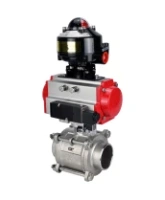 Кран шаровой DN.ru BV3232P(3pc)-FP-W-ISO-H WDVF Ду15 Ру63 полнопроходной, трехсоставной, корпус - нержавеющая сталь 316, уплотнение - PTFE, под приварку, с пневмоприводом PA-SA-065, пневмораспределителем 4M310-08 AC220V, БКВ APL-510N EX