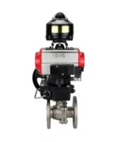 Кран шаровой DN.ru BV3232P(2pc)-FP-F-ISO-H Ду80 Ру16 фланцевый, полнопроходной, двухсоставной, корпус - нерж.сталь SS316, уплотнение - PTFE, пн.привод DN.ru PA-DA-083 пн.распределитель 4M310-08 AC220V ручной дублер MON2-450-T28-ISO БКВ APL-510N-EX