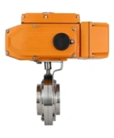 Затвор дисковый поворотный DN.ru WBV3131E-2W-W-H Ду15 Ру10 под приварку, корпус - пищевая нержавеющая сталь 304, уплотнение - EPDM, с электроприводом QT-N-005EM-A1-220VAC-У1 c датчиком обратной связи и входным управляющим сигналом 4-20мА HARK