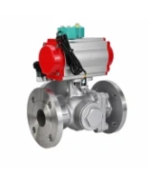 Кран шаровой DN.ru BV3232P(2pc)-FP-3WL-F-ISO-H Ду20 Ру16 HYMT, трехходовой L-тип, полнопроходной, фланцевый, корпус - нержавеющая сталь SS316, с пневмоприводом PA-DA-052, пневмораспределителем 4M310-08 24В NAMUR и магнитным переключателем ALS200D