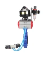 Затвор дисковый поворотный DN.ru WBV1616E-2W-Fb-H Ду100 Ру16 LUG корпус - чугун QT450, диск - чугун QT450, уплотнение - EPDM, с пневмоприводом DN.ru PA-DA-083, пневмораспределителем 4V320-08 AC220V, БКВ APL-510N EX и БПВ AFC2000