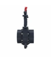 Задвижка шиберная DN.ru GVKR4331TPV-2W-G-Hт Ду100 Ру1.6 клеевая, с выдвижным штоком, материал корпуса - ПВХ (PVC), шибер - нержавеющая сталь 304, уплотнение - TPV (ТПВ), с ручкой