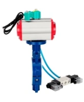 Затвор дисковый поворотный DN.ru WBV3434Pf-2W-Fb-R Ду200 Ру16 корпус - углеродистая сталь WCB, диск - углеродистая сталь WCB, футерованный PTFE, уплотнение - PTFE, с PA-DA-105, 4V320-10 AC220V и ALS200D
