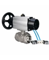 Кран шаровой DN.ru BV3232P(4pc)-SP-3WL-T-ISO-H WDVF Ду65 Ру40 стандартнопроходной, 3-ходовой L-тип, внутренняя резьба, корпус - нержавеющая сталь AISI 316, уплотнение - PTFE, с пневмоприводом PA-DA-105-1 и пневмораспределителем 4V320-08 AC220V