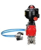 Кран шаровой DN.ru BV3232P(3pc)-FP-W-ISO-H Ду25 Ру63 под приварку, полнопроходной, корпус - нержавеющая сталь SS316, уплотнение - PTFE, с пн.приводом DN.ru PA-DA-052 пн.распределителем 4V320-08 AC220V БКВ APL-510N-EX