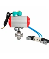 Затвор дисковый поворотный DN.ru WBV3131S-2W-C-H Ду100 Ру10 кламповый, корпус - пищевая нержавеющая сталь 304, уплотнение - Silicon, с пневмоприводом PA-SA-083, пневмораспределителем 4V320-08 AC220V и магнитным переключателем ALS200D