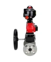 Кран шаровой DN.ru BV3232P(3pc)-FP-F-ISO-H Ду50 Ру40 фланцевый, полнопроходной, трехсоставной, корпус - нерж.сталь SS316, уплотнение - PTFE, пн.привод DN.ru PA-DA-083 пн.распределитель 4M310-08 AC220V ручной дублер MON2-450-T28-ISO БКВ APL-510N-EX