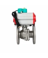 Кран шаровой DN.ru BV3232P(2pc)-FP-F-ISO-H Ду15 Ру40 полнопроходной фланцевый, корпус - нержавеющая сталь SS316, уплотнение - PTFE, с пневмоприводом PA-DA-052, пневмораспределителем 4M320-10 AC220V и магнитным переключателем ALS200D