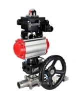 Кран шаровой DN.ru BV3232P(3pc)-FP-W-ISO-H LONG Ду50 Ру40 полнопроход., корпус - нерж.сталь 316, уплотнение - PTFE, под приварку, с пн.приводом PA-DA-083, пн.распределителем 4V320-08 AC220V, редуктором MON2-450-T28-ISO и БКВ APL-410N EX