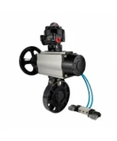 Затвор дисковый поворотный DN.ru WBV4242E-2W-Fb-ISO Дн80 Ру10 межфланцевый, корпус - НПВХ, диск - НПВХ, уплотнение - EPDM, с пневмоприводом PA-DA-105-1, пневмораспределителем 4V320-08 AC220V и БКВ APL-510N EX