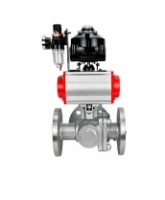 Кран шаровой DN.ru BV3232P(2pc)-FP-3WL-F-ISO-H Ду80 Ру16 HYMT, трехходовой L-тип, полнопроходной, фланцевый, корпус - нержавеющая сталь SS316, с пневмоприводом PA-SA-130, пневмораспределителем 4V320-08 AC220V, БКВ APL-510N EX и БПВ AFC2000