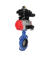 Затвор дисковый поворотный DN.ru WBV1413E-2W-Fb-H Ду100 Ру16, корпус - чугун GGG50, диск - чугун GGG40, уплотнение - EPDM, с пневмоприводом DN.ru PA-DA-083 двойного действия, пневмораспределителем 4M310-08 AC220V, БКВ APL-410N EX