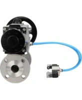 Кран шаровой DN.ru BV3131P(3pc)-FP-F-ISO-H Ду100 Ру16 полнопроходной трехсоставной, фланцевый, нержавеющая сталь 304, уплотнение - PTFE, 22х22, F10, WDVF, с пневмоприводом DN.ru PA-DA-105-1 и пневмораспределителем 4V320-08 AC220V
