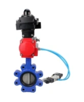 Затвор дисковый поворотный DN.ru WBV1631E-2W-Fb-H Ду100 Ру16 LUG корпус - чугун QT450, диск - нержавеющая сталь 304, уплотнение - EPDM, с пневмоприводом DN.ru PA-DA-083, пневмораспределителем 4V320-08 AC220V и БКВ APL-410N EX