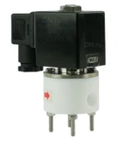 Клапан электромагнитный DN.ru VS841-VT-NC-220VAC 1 1/2″ Ду40 Ру6 соленоидный двухходовой, корпус - PTFE, уплотнение - VITON, резьбовой, прямого действия, нормально закрытый, катушка - 220В
