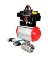 Кран шаровой DN.ru BV3232P(2pc)-FP-T-ISO-H Ду100 Ру40 полнопроходной, внутренняя резьба, нержавеющая сталь 316, уплотнение - PTFE, с пневмоприводом PA-SA-130, пневмораспределителем 4V320-08 AC220V, БКВ APL-410N EX