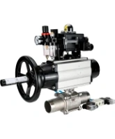 Кран шаровой DN.ru BV3232P(3pc)-FP-W-ISO-H LONG Ду80 Ру25, полнопроходной, трехсоставной, нержавеющая сталь 316, уплотнение - PTFE, под приварку, с пневмоприводом PA-DA-105-1, с пневмораспределителем 4V320-08 AC220V, БКВ APL-410N Ex, БПВ AFC2000