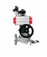 Кран шаровой DN.ru BV3232P(2pc)-FP-3WL-F-ISO-H Ду20 Ру16 HYMT, трехходовой L-тип, полнопроходной, фланцевый, нерж.сталь SS316, с пн.приводом PA-DA-052, пн.распределителем 4V320-08 AC220V, ручн.дублером MON1-250-T26-ISO, БКВ APL-210N и БПВ AFC2000