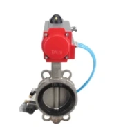 Затвор дисковый поворотный DN.ru WBV3131N-2W-Fb-H Ду65 Ру16, корпус - нержавеющая сталь 304, диск - нержавеющая сталь 304, уплотнение - NBR, с пневмоприводом DN.ru PA-SA-105 и пневмораспределителем DN.ru 4V320-08 AC220V
