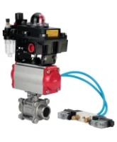 Кран шаровой DN.ru BV3232P(3pc)-FP-W-ISO-H Ду65 Ру25, полнопроходной под приварку, нержавеющая сталь SS316, уплотнение - PTFE, с пневмоприводом PA-DA-083 двойного действия, с пневмораспределителем 4V320-08 AC220V, с БКВ APL-410N EX, с БПВ AFC2000