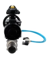 Кран шаровой DN.ru BV3232P(3pc)-FP-W-ISO-H LONG Ду80 Ру25, полнопроходной, трехсоставной, нержавеющая сталь 316, уплотнение - PTFE, под приварку, с пневмоприводом PA-DA-105-1, с пневмораспределителем 4V320-08 AC220V, БКВ APL-210N