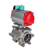 Кран шаровой DN.ru BV3232P(3pc)-FP-SW-ISO-H Ду80 Ру63 полнопроходной, корпус - нержавеющая сталь SS316, под приварку, с пневмоприводом PA-DA-105, магнитным переключателем ALS200D