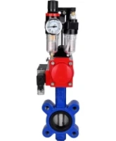Затвор дисковый поворотный DN.ru WBV1631E-2W-Fb-H Ду125 Ру16 LUG корпус - чугун QT450, диск - нержавеющая сталь 304, уплотнение - EPDM, с пневмоприводом DN.ru PA-SA-140, пневмораспределителем 4M310-08 AC220V и БПВ AFC2000
