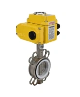 Затвор дисковый поворотный DN.ru WBV3232P-2W-Fb-H Ду65 Ру16, корпус - нержавеющая сталь 316L, диск - нержавеющая сталь 316L, уплотнение - PTFE, с электроприводом DN.ru QT-N-008EM-O1-220VAC-У1 220В