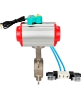 Затвор дисковый поворотный DN.ru WBV3131P-2W-Fb-H Ду125 Ру16 корпус - нержавеющая сталь 304, диск - нержавеющая сталь 304, уплотнение - PTFE, с пневмоприводом PA-DA-105, пневмораспределителем 4V320-08 AC220V и магнитным переключателем ALS200D