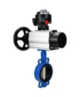Затвор дисковый поворотный DN.ru WBV1413E-2W-Fb-H Ду150 Ру16, корпус - чугун GGG50, диск - чугун GGG40, уплотнение - EPDM, с пневмоприводом DN.ru PA-DA-105-1 двойного действия, с БКВ APL-510N-EX