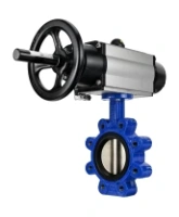 Затвор дисковый поворотный DN.ru WBV1616E-2W-Fb-H Ду125 Ру16 LUG корпус - чугун QT450, диск - чугун QT450, уплотнение - EPDM, с пневмоприводом DN.ru PA-DA-105-1 и пневмораспределителем 4M310-08 AC220V