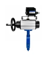 Затвор дисковый поворотный DN.ru WBV3434Pf-2W-Fb-R Ду200 Ру16, корпус - углеродистая сталь WCB, диск - углеродистая сталь WCB, футерованный PTFE, уплотнение - PTFE, с пневмоприводом PA-DA-105-1 и позиционером YT-1000RSN без обратной связи